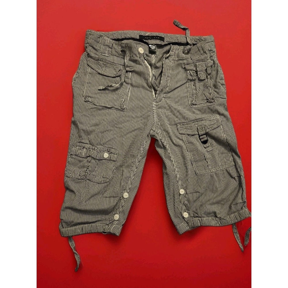 Sean Jean Cargo Streetwear Hickory Stripe Black & White Vintage Shorts Y2k - S32